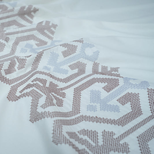 Art Cream Blossom (400 TC) - 100% Cotton King-Size Bedsheet + 2 Pillow Covers