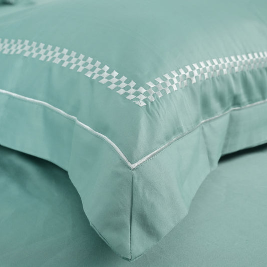 Junoon Ice Green (400 TC) - 100% Cotton King-Size Bedsheet + 4 Pillow Covers