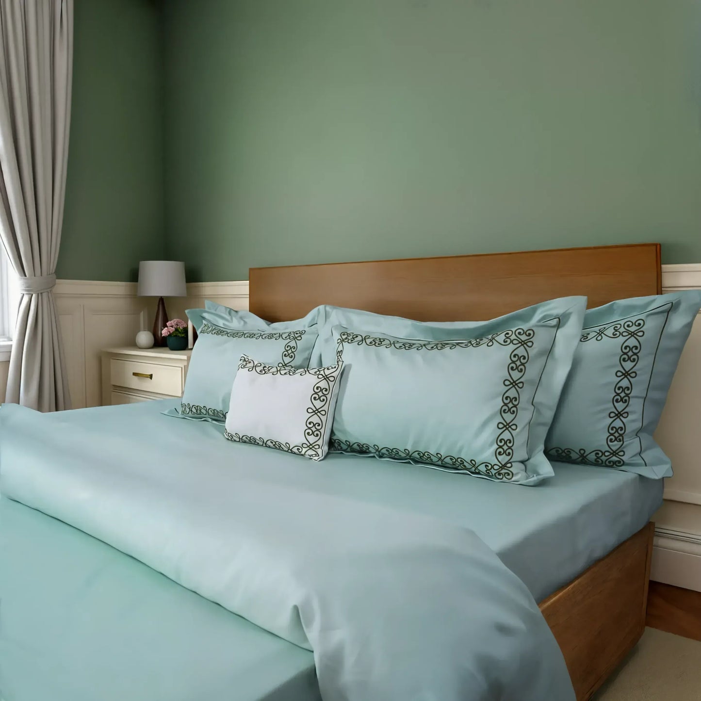 Junoon John Snow (400 TC) - 100% Cotton King-Size Bedsheet + 4 Pillow Covers