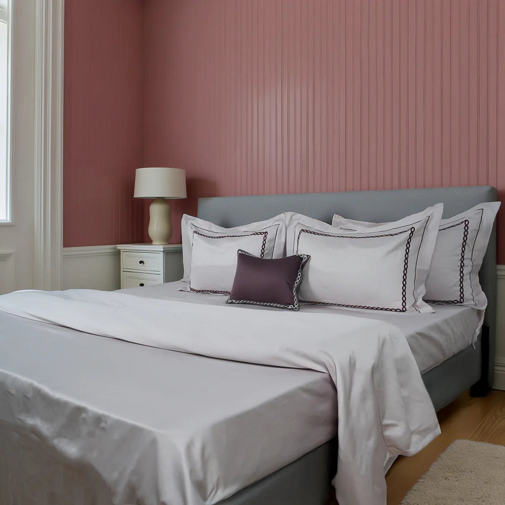 Junoon Light Pink (400 TC) - 100% Cotton King-Size Bedsheet + 4 Pillow Covers