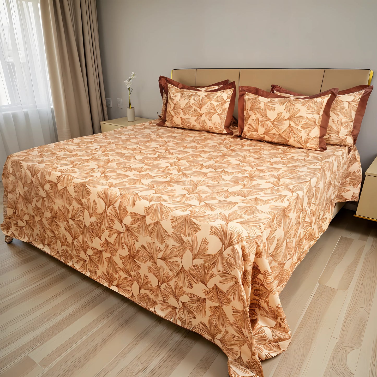 Laska Skewing (150 TC) - 100% Cotton King-Size Bedsheet + 2 Pillow Covers