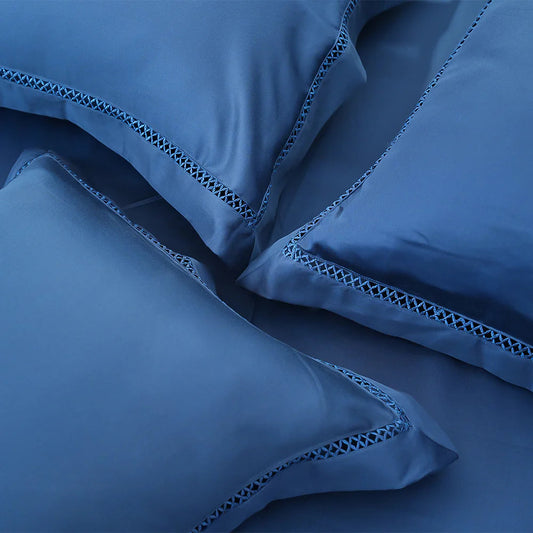 Luxor Deep Ocean (300 TC) - 100% Cotton King-Size Bedsheet + 2 Pillow Covers - Urban Nivasa