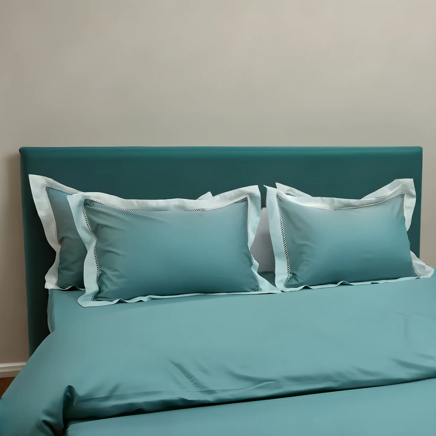 Moon Pistachio Sky (400TC) - 100% Cotton King-Size Bedsheet + 2 Pillow Covers