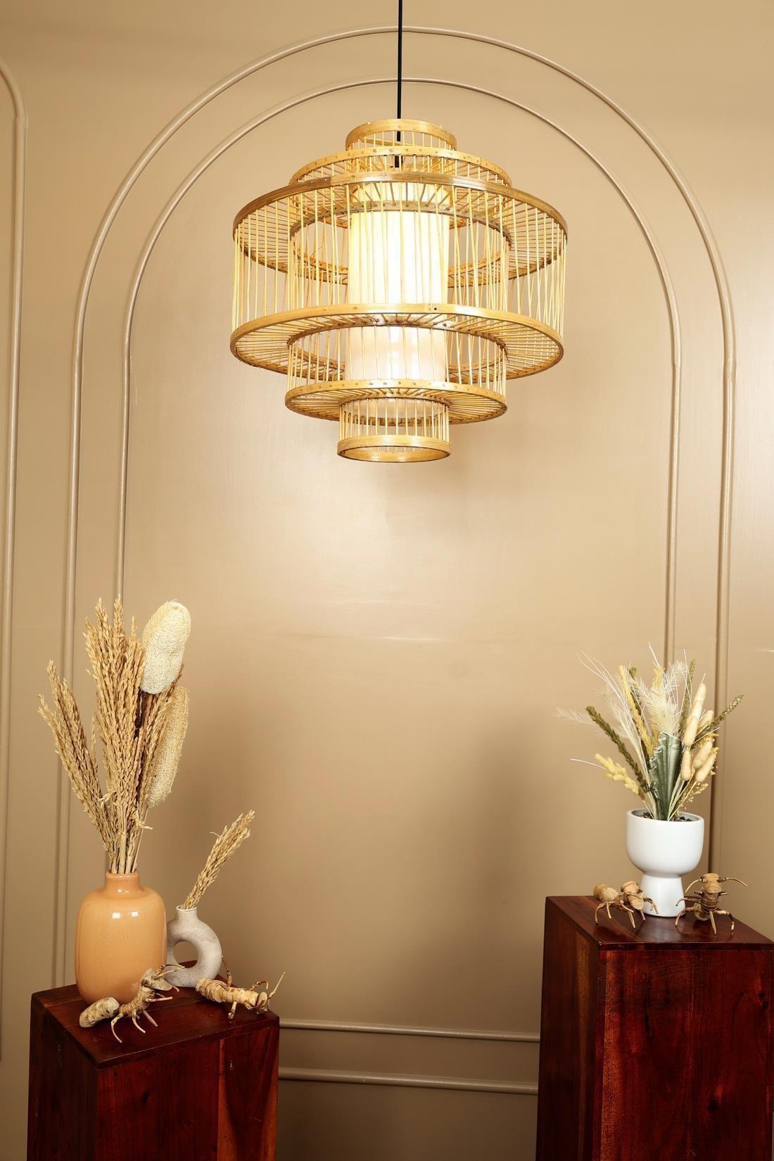 Bohemian Bamboo Fringe Lamp Shade D45cm x H45cm (D)