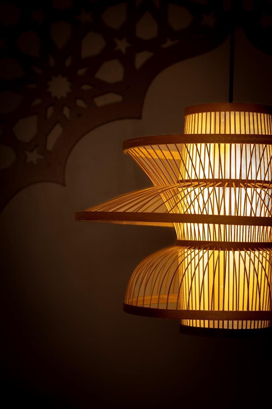 Tiered Bamboo Japanese Lantern Bamboo Lamp Shade D40cm x H40cm (D)