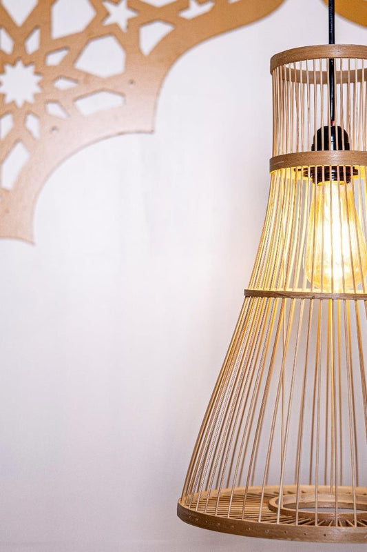 Multi-Tiered Cylindrical Bamboo Lamp Shade D40cm x H35cm (D)