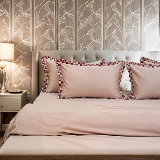 Pristine Peach Touch (300 TC) - 100% Cotton King-Size Bedsheet + 2 Pillow Covers
