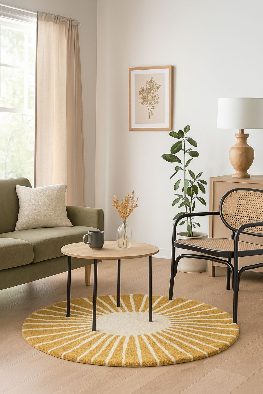 Hand Tufted Round Rug (Mustard Yellow) - BR