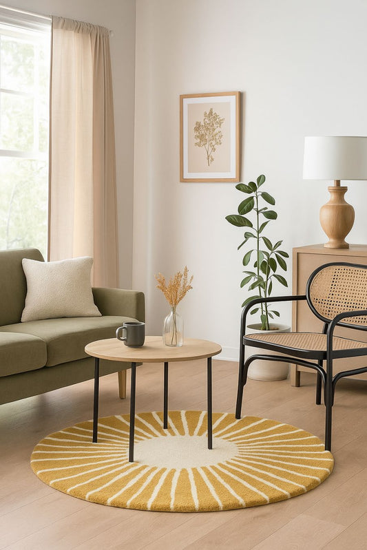 Hand Tufted Round Rug (Mustard Yellow) - BR Urban Nivasa