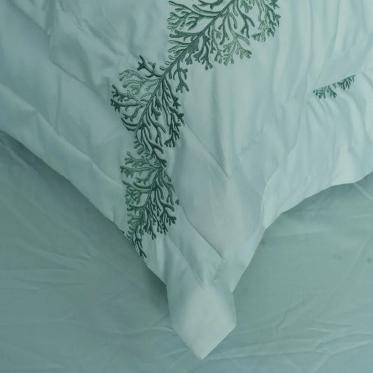 Unicorn Blue Reven (Mint) (400TC) - 100% Cotton King-Size Bedsheet + 2 Pillow Covers