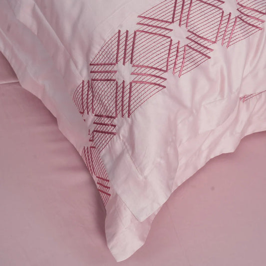 Unicorn Blue Reven (Pink) (400TC) - 100% Cotton King-Size Bedsheet + 2 Pillow Covers