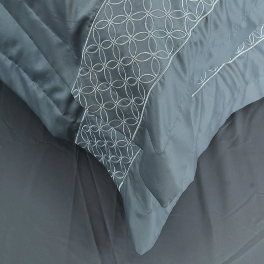 Unicorn Blue Reven (Silver) (400TC) - 100% Cotton King-Size Bedsheet + 2 Pillow Covers