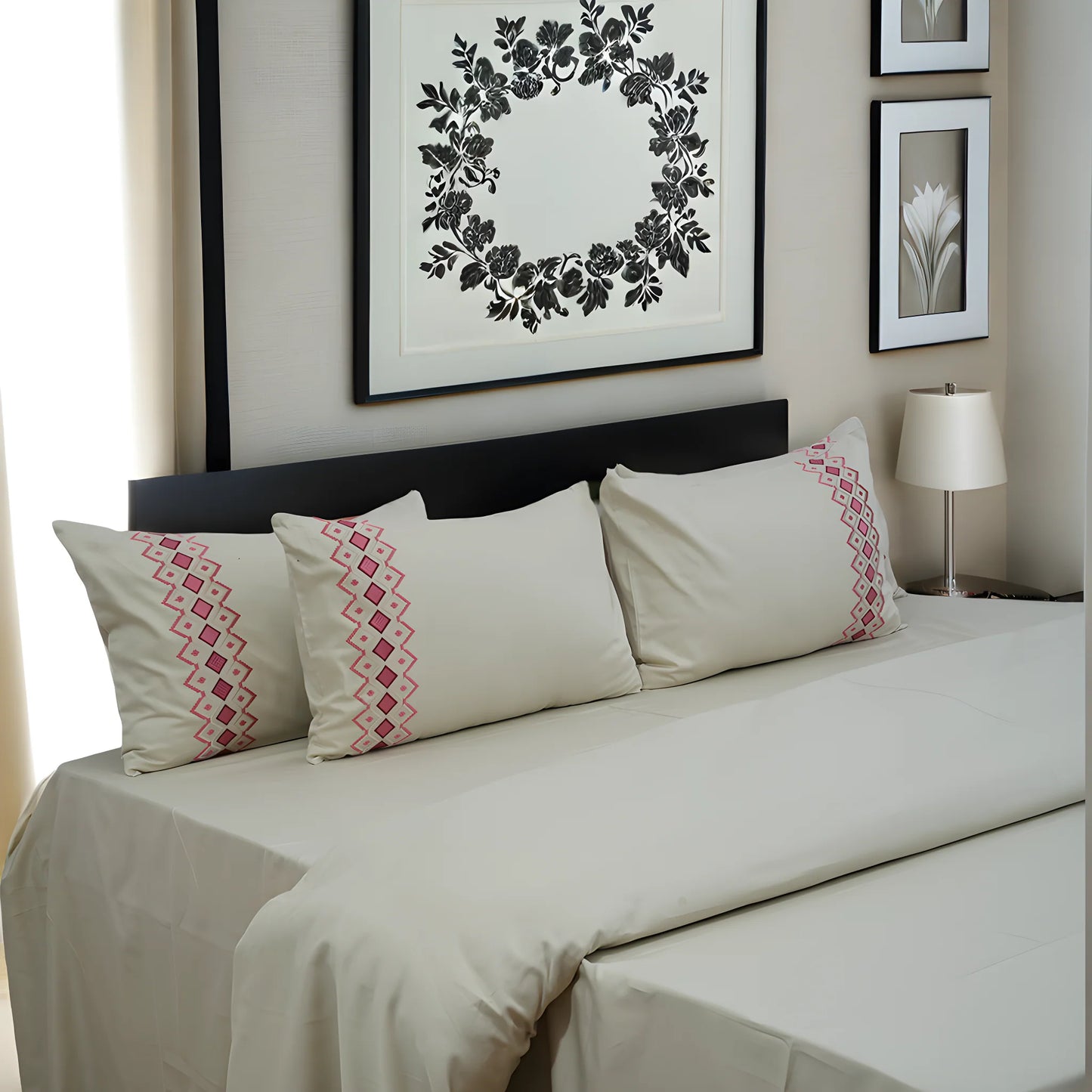 Unicorn Creamy Comfort (400TC) - 100% Cotton King-Size Bedsheet + 2 Pillow Covers