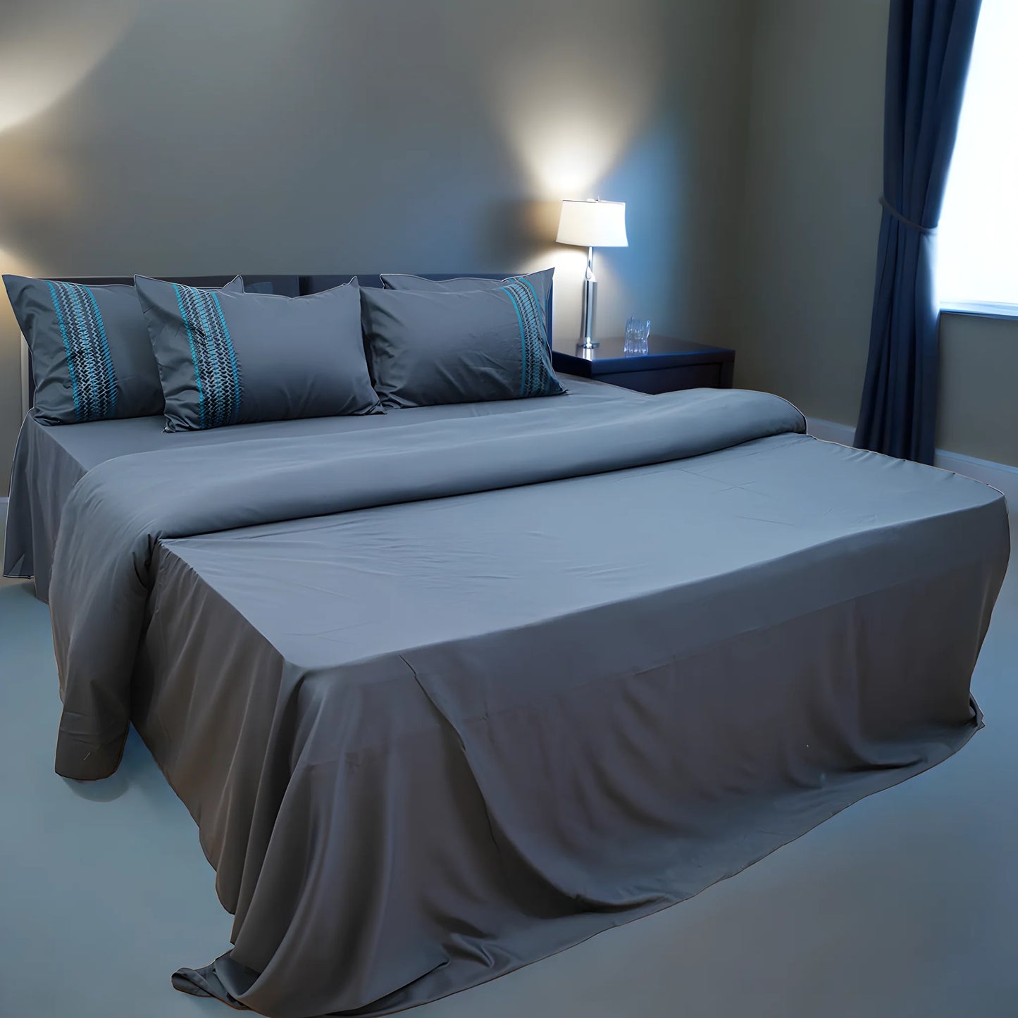 Unicorn Dark Sapphire (400TC) - 100% Cotton King-Size Bedsheet + 2 Pillow Covers