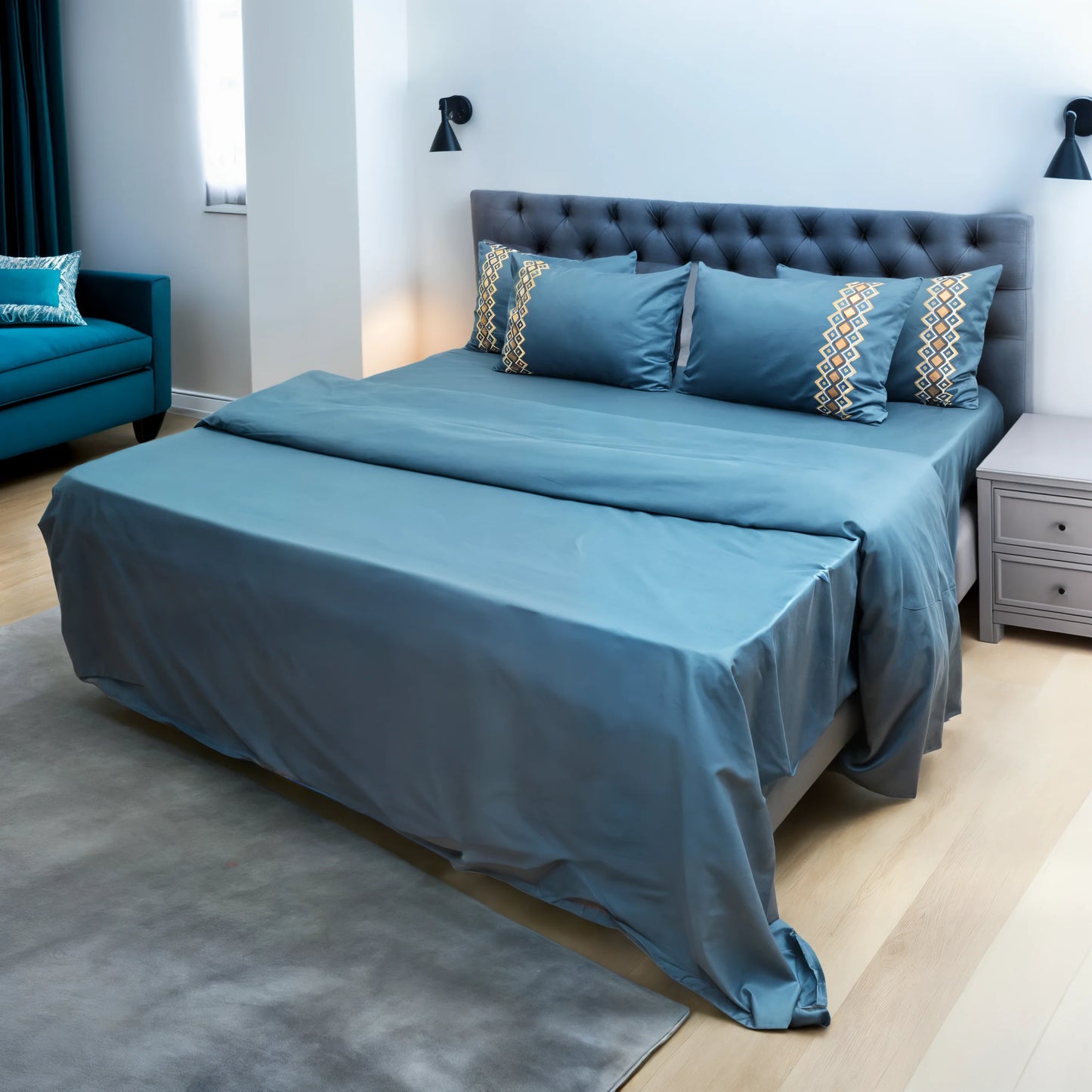 Unicorn Royal Reverie (400TC) - 100% Cotton King-Size Bedsheet + 2 Pillow Covers