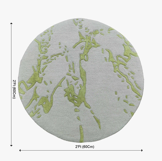 Round Contemporary Abstract Rug (White & Green) - BR Urban Nivasa