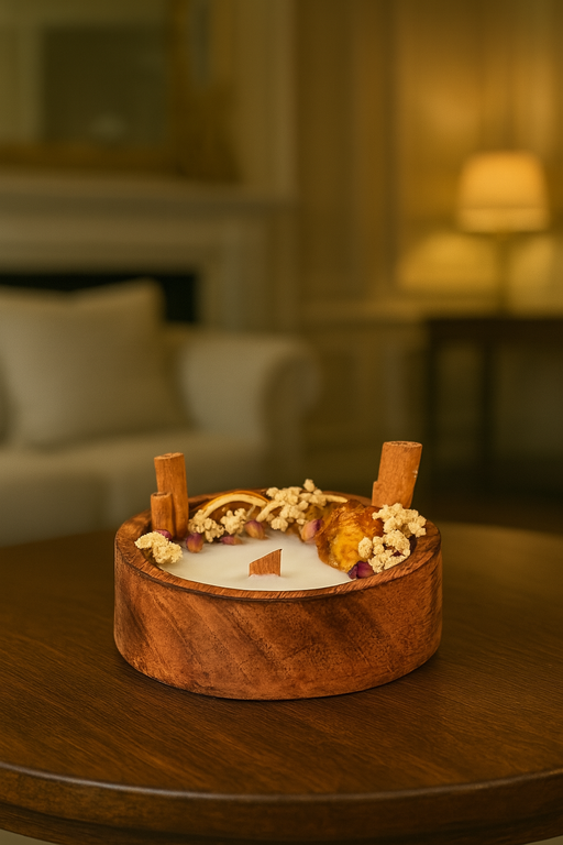 Spiced Citrus Wood 5-Inch Mango Wooden Dough Bowl Scented Candle (FO)