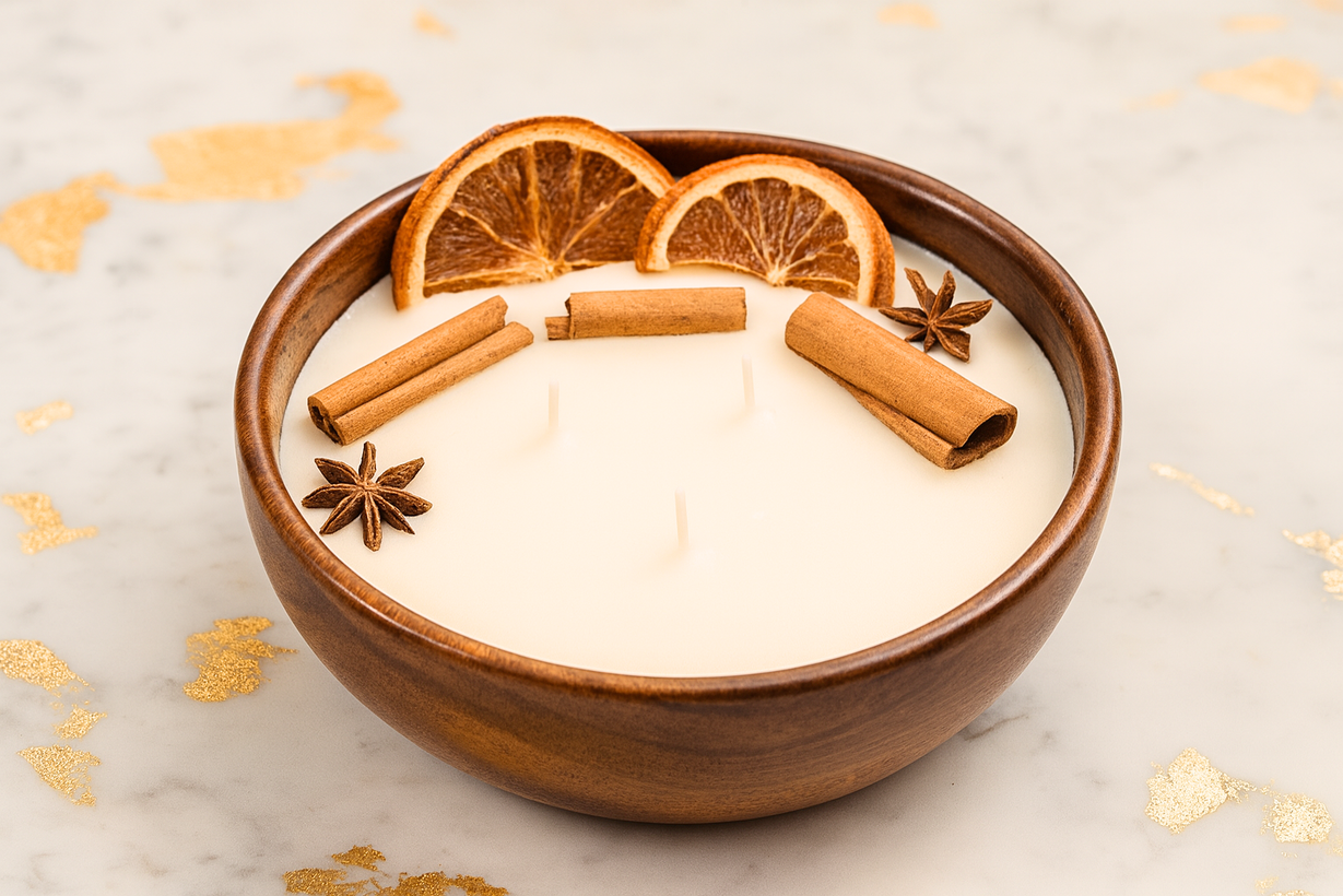 Citrus Grove & Spice 5-Inch Sheesham Wooden Bowl Scented Candle (FO)