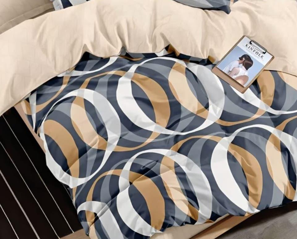 Bellezza Contemporary Loop Design Double Bedsheet Set - 110 GSM Polycotton Bedsheet + 2 Pillow Covers Urban Nivasa