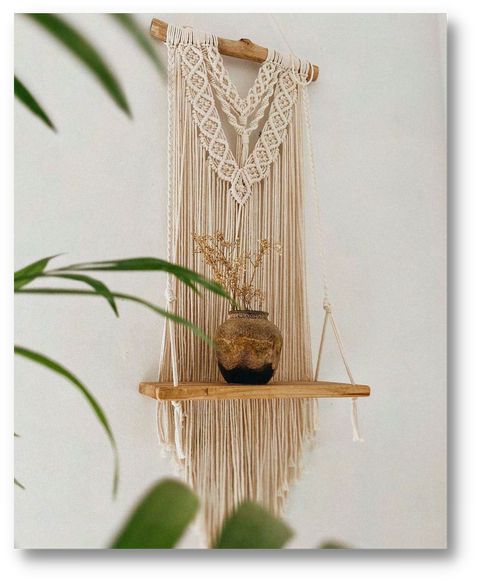 Boho Macrame Wall Hanging with Floating Shelf (RH)