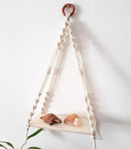 Coastal Boho Macrame Hanging Shelf (RH)