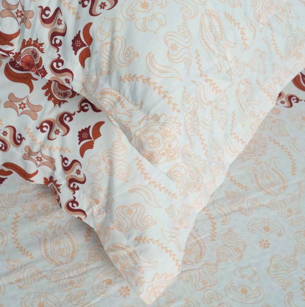 Flow Premium Brown Design (210TC) - 100% Cotton King-Size Bedsheet + 2 Pillow Covers Urban Nivasa