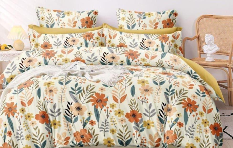 Feel Floral Elegance Queen Size Bedsheet Set - 120 GSM Glace Cotton Bedsheet + 2 Pillow Covers Urban Nivasa