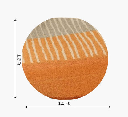 Hand Tufted Round Rug (Orange) - BR