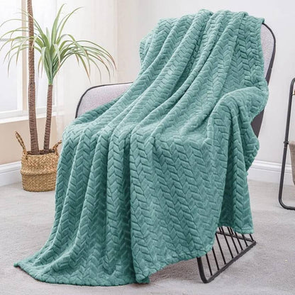Premium Leaf Knit Fleece Blanket - King Size (BC) Urban Nivasa