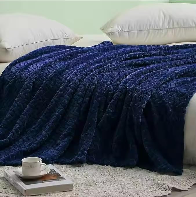 Premium Leaf Knit Fleece Blanket - King Size (BC) Urban Nivasa