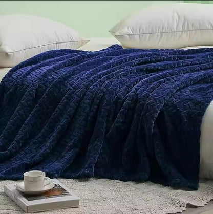 Premium Leaf Knit Fleece Blanket - King Size (BC) Urban Nivasa