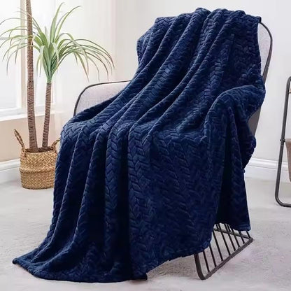 Premium Leaf Knit Fleece Blanket - King Size (BC) Urban Nivasa