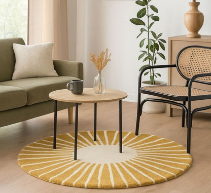 Hand Tufted Round Rug (Mustard Yellow) - BR