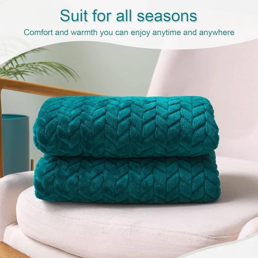 Premium Leaf Knit Fleece Blanket - King Size (BC) Urban Nivasa