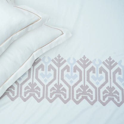 Art Cream Blossom (400 TC) - 100% Cotton King-Size Bedsheet + 2 Pillow Covers