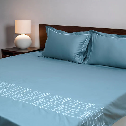 Art Imperal Grid (400 TC) - 100% Cotton King-Size Bedsheet + 2 Pillow Covers