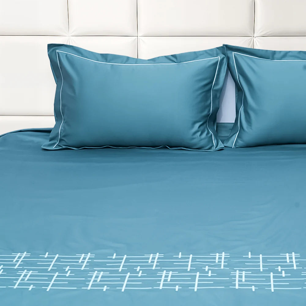 Art Imperal Grid (400 TC) - 100% Cotton King-Size Bedsheet + 2 Pillow Covers