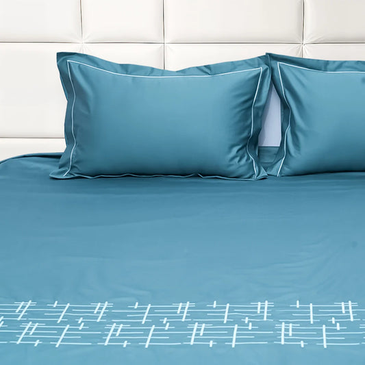 Art Imperal Grid (400 TC) - 100% Cotton King-Size Bedsheet + 2 Pillow Covers