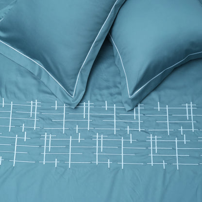 Art Imperal Grid (400 TC) - 100% Cotton King-Size Bedsheet + 2 Pillow Covers