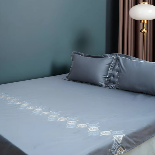 Art Midnight Royale (400 TC) - 100% Cotton King-Size Bedsheet + 2 Pillow Covers