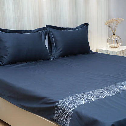 Art Noir Botanica (400 TC) - 100% Cotton King-Size Bedsheet + 2 Pillow Covers