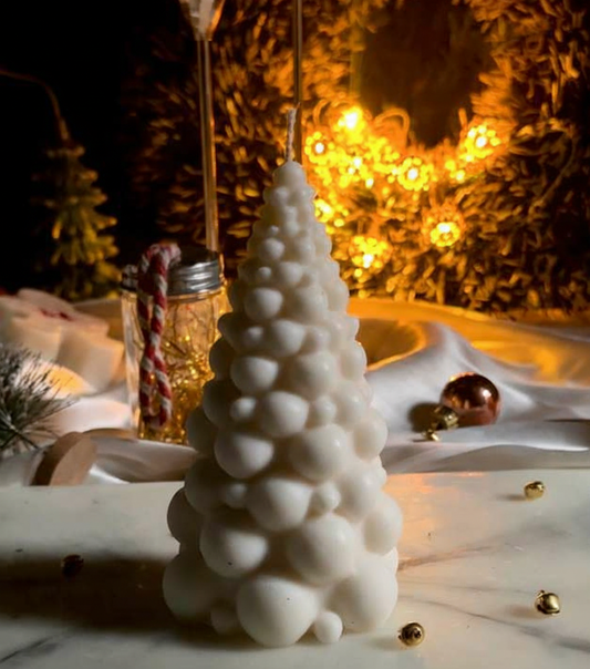Bubble Textured Christmas Tree Candle - Whimsical (CC)