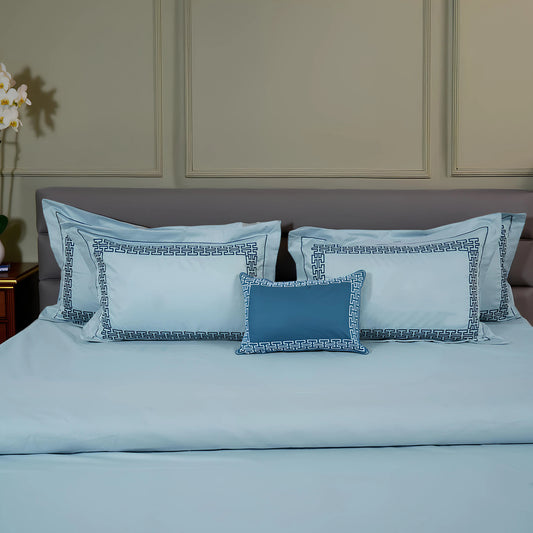 Junoon Blue Punk Junoon Light Pink (400 TC) - 100% Cotton King-Size Bedsheet + 2 Pillow Covers