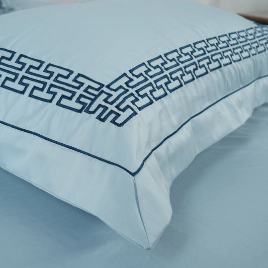 Junoon Blue Punk (400 TC) - 100% Cotton King-Size Bedsheet + 4 Pillow Covers