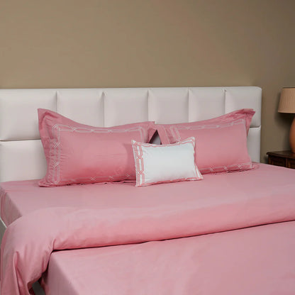 Junoon Bubble Pink Junoon Light Pink (400 TC) - 100% Cotton King-Size Bedsheet + 2 Pillow Covers