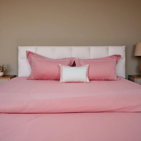 Junoon Bubble Pink Junoon Light Pink (400 TC) - 100% Cotton King-Size Bedsheet + 2 Pillow Covers