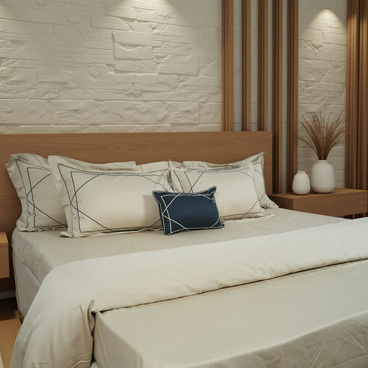 Junoon Cream Bell (400 TC) - 100% Cotton King-Size Bedsheet + 4 Pillow Covers