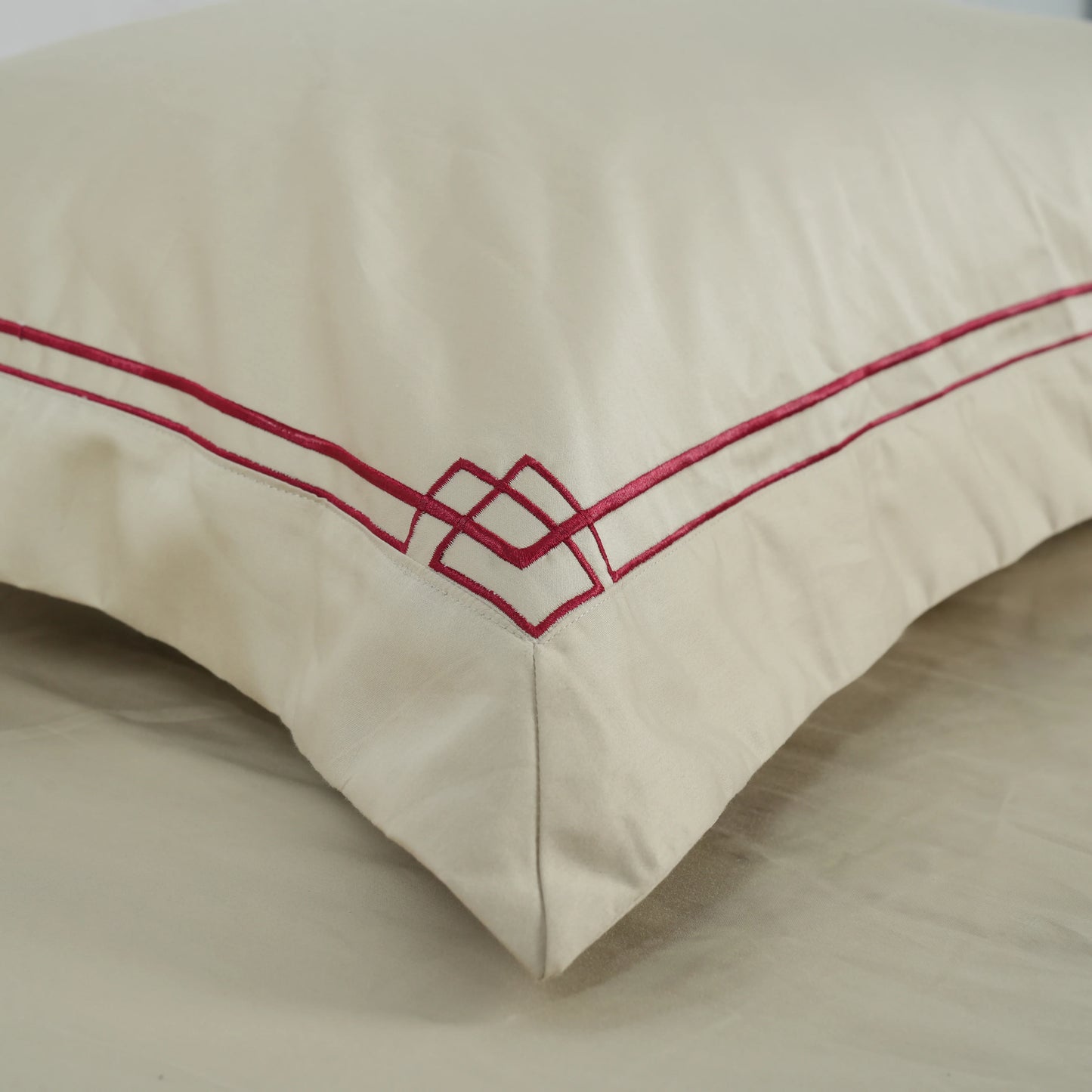 Junoon Hermione Junoon Light Pink (400 TC) - 100% Cotton King-Size Bedsheet + 2 Pillow Covers