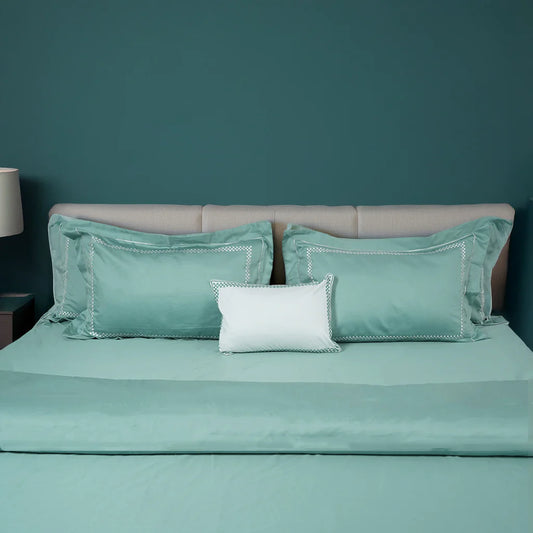 Junoon Ice Green Junoon Light Pink (400 TC) - 100% Cotton King-Size Bedsheet + 2 Pillow Covers