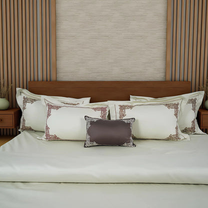 Junoon Lame White Junoon Light Pink (400 TC) - 100% Cotton King-Size Bedsheet + 2 Pillow Covers
